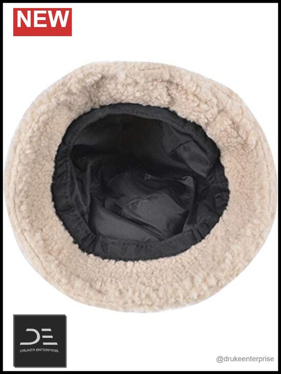 Faux Fur Bucket Hat Fluffy Winter Hat for Women Men